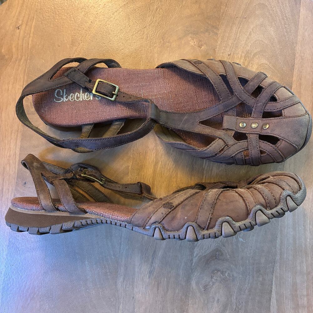 Vintage Skechers Leather Fisherman Caliper Brown Sandals Women's Size 10 46487